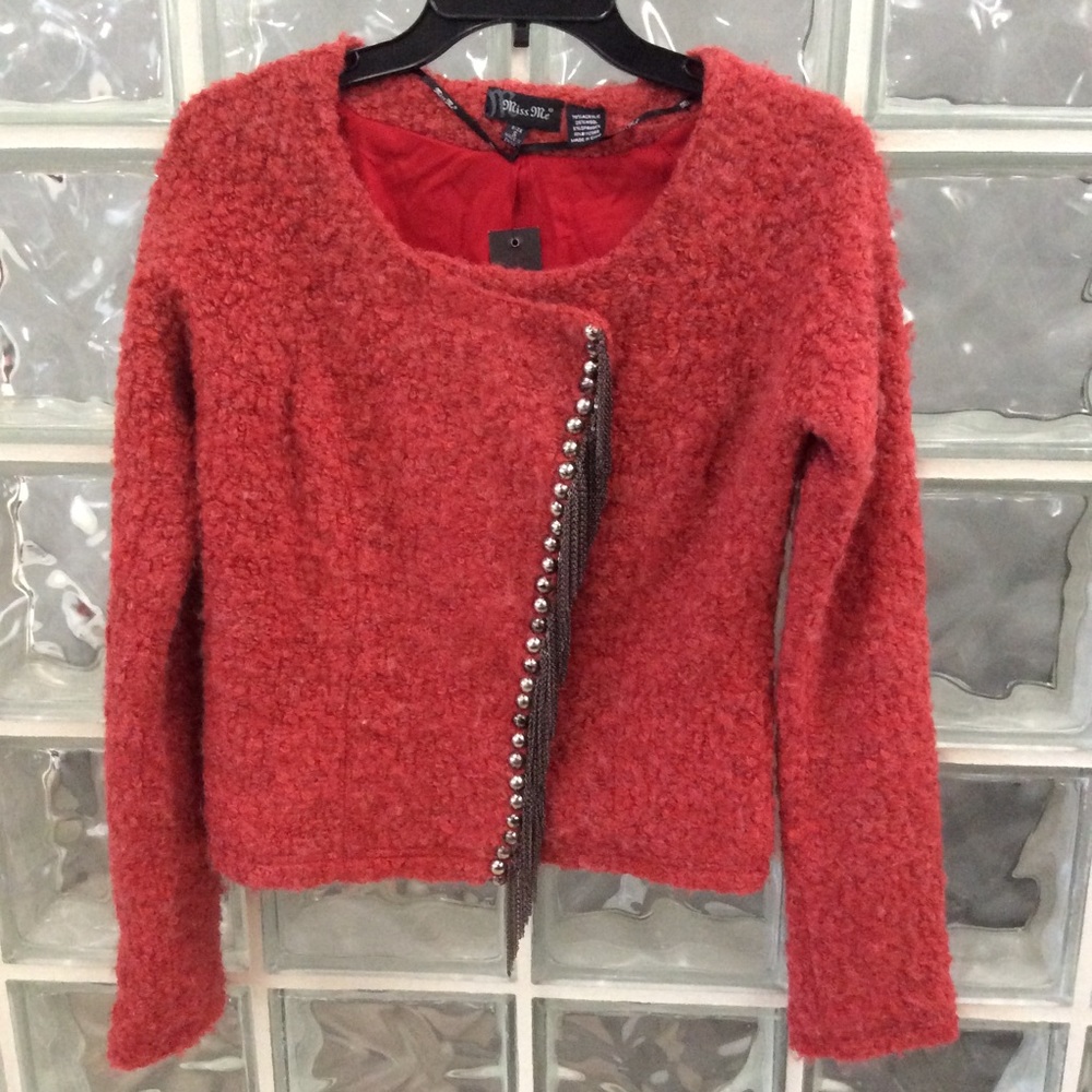 Miss Me Rust Sweater Jacket / Cardigan with Fringe